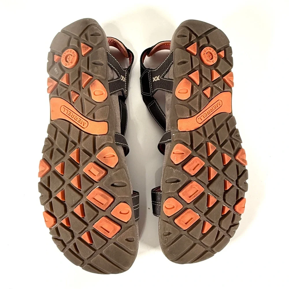 Merrell Brown Sandals with Coral Accents